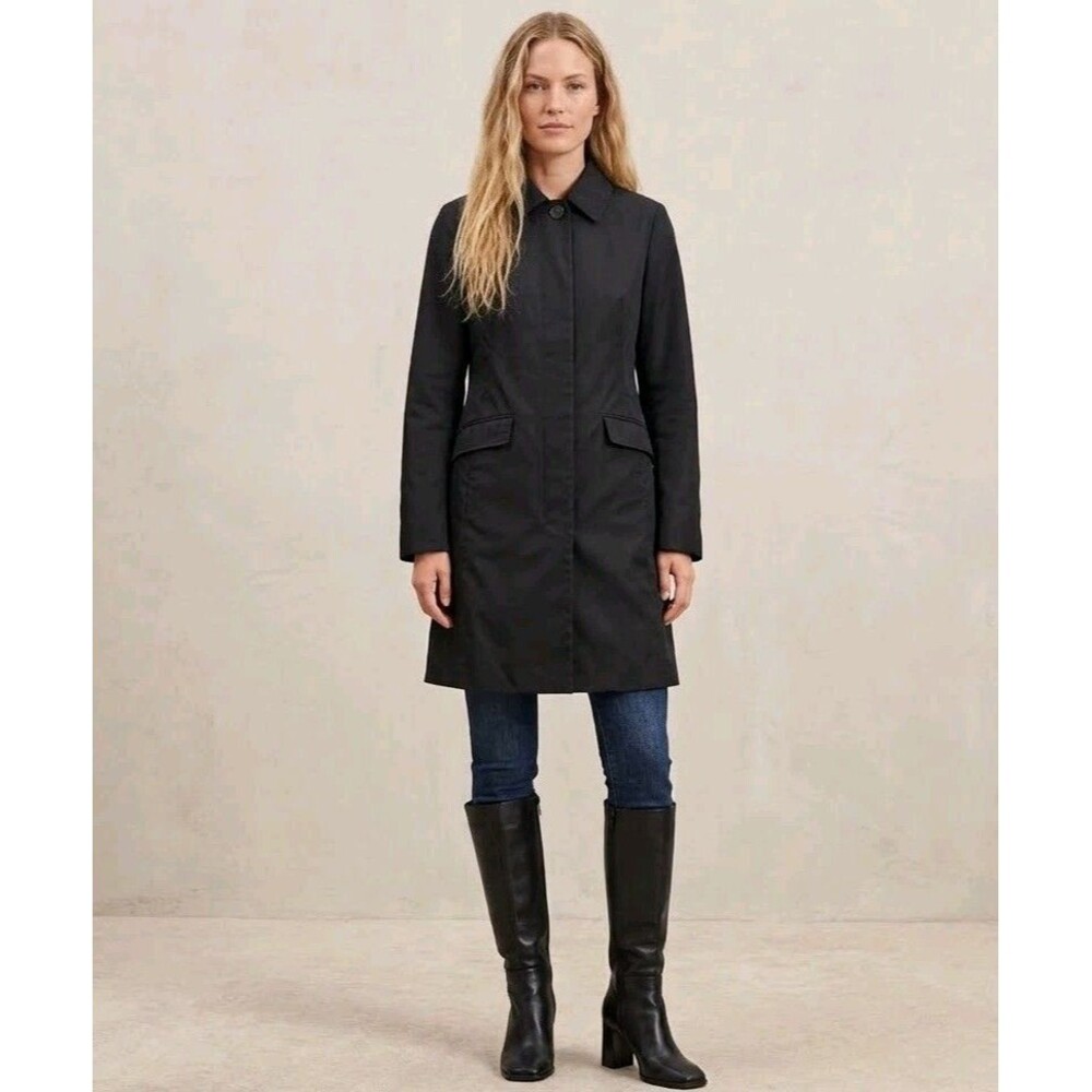 H&M Black Trench Coat 6 Mid Length Single Breasted Rain Jacket Dark Academia
